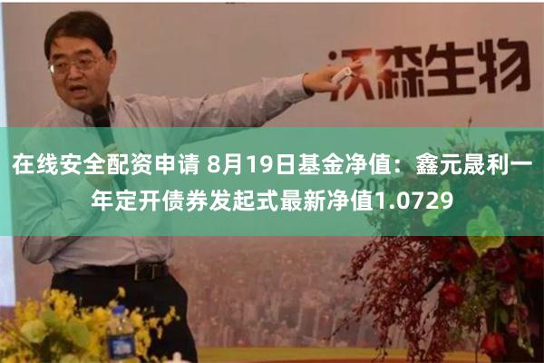 在线安全配资申请 8月19日基金净值：鑫元晟利一年定开债券发